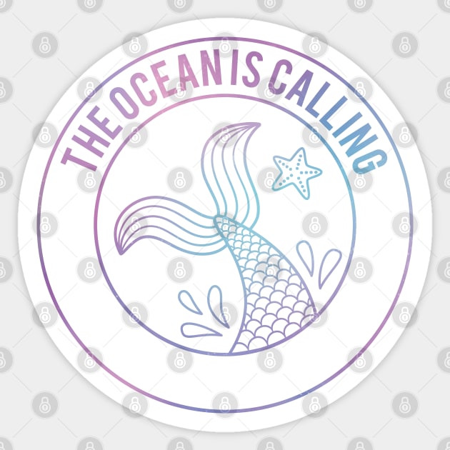 The Ocean Is Calling Mermaid Gradient Sticker by rustydoodle